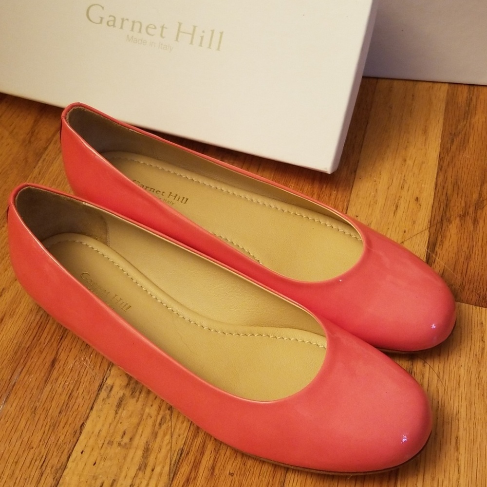 Garnet Hill Coral Patent Leather Flats NWT 9.5